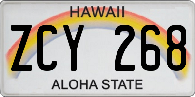 HI license plate ZCY268