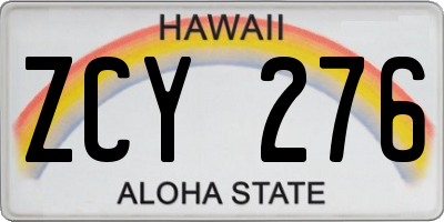HI license plate ZCY276