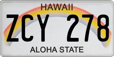 HI license plate ZCY278
