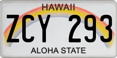 HI license plate ZCY293