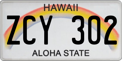 HI license plate ZCY302