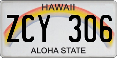 HI license plate ZCY306