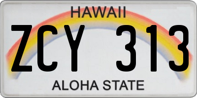 HI license plate ZCY313