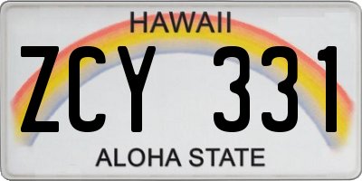 HI license plate ZCY331