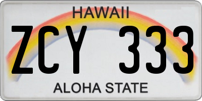 HI license plate ZCY333
