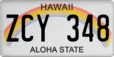HI license plate ZCY348