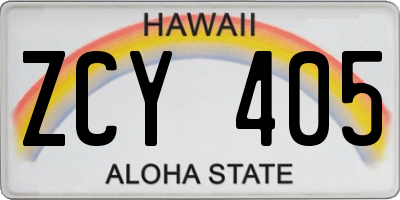 HI license plate ZCY405
