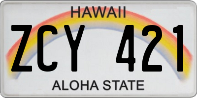 HI license plate ZCY421