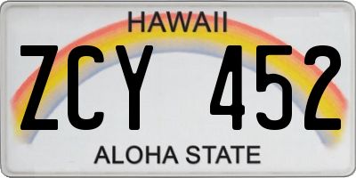 HI license plate ZCY452