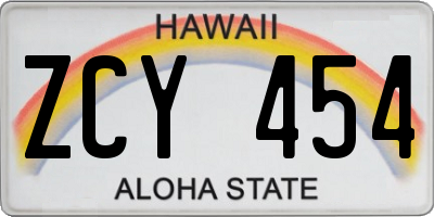 HI license plate ZCY454