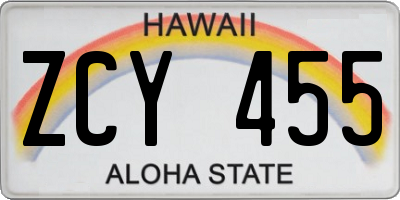 HI license plate ZCY455