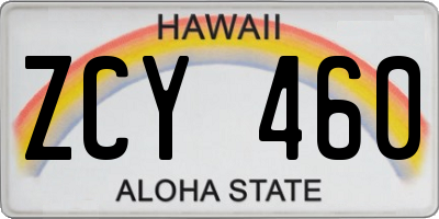 HI license plate ZCY460