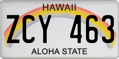 HI license plate ZCY463
