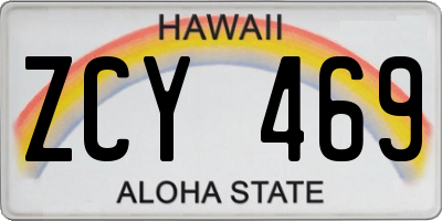 HI license plate ZCY469