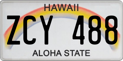HI license plate ZCY488