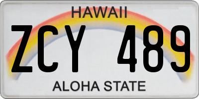 HI license plate ZCY489