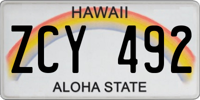 HI license plate ZCY492