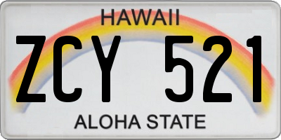 HI license plate ZCY521