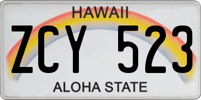 HI license plate ZCY523