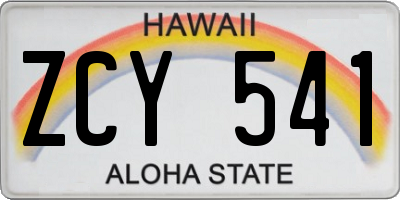 HI license plate ZCY541