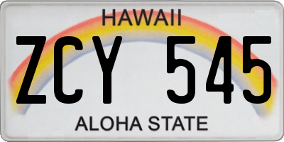 HI license plate ZCY545