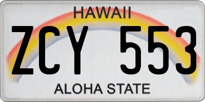 HI license plate ZCY553