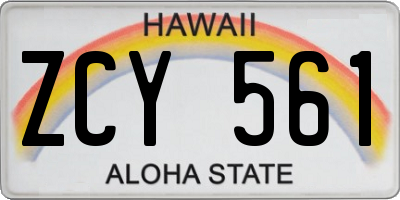 HI license plate ZCY561