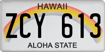 HI license plate ZCY613