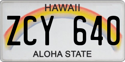 HI license plate ZCY640