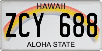 HI license plate ZCY688