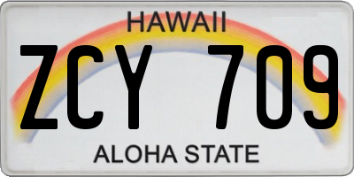 HI license plate ZCY709