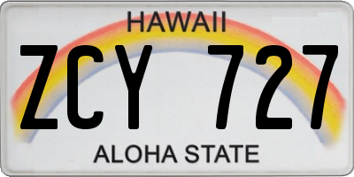 HI license plate ZCY727
