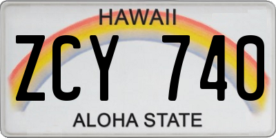 HI license plate ZCY740