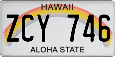 HI license plate ZCY746