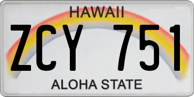 HI license plate ZCY751