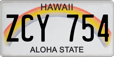 HI license plate ZCY754