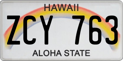 HI license plate ZCY763