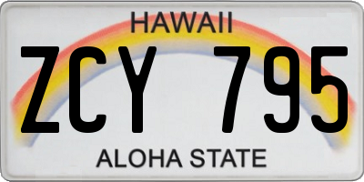 HI license plate ZCY795