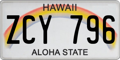 HI license plate ZCY796