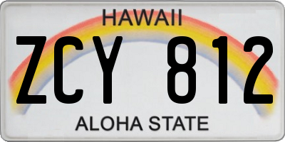 HI license plate ZCY812