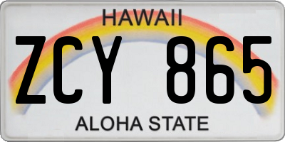 HI license plate ZCY865