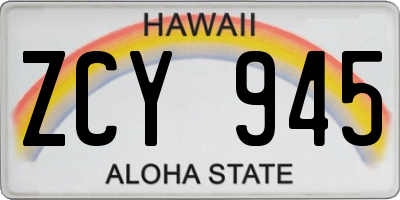 HI license plate ZCY945