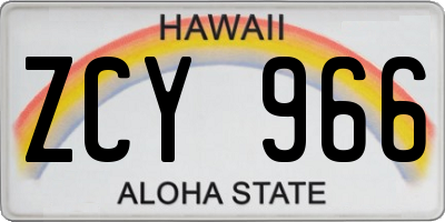 HI license plate ZCY966