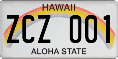 HI license plate ZCZ001
