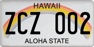 HI license plate ZCZ002