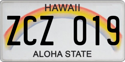 HI license plate ZCZ019