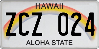 HI license plate ZCZ024