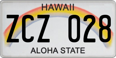 HI license plate ZCZ028