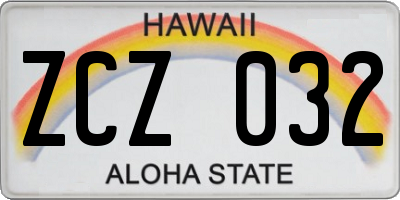 HI license plate ZCZ032