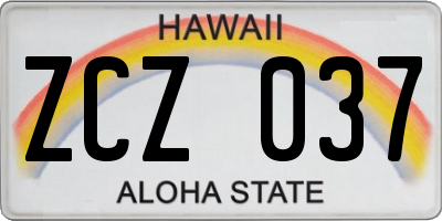 HI license plate ZCZ037